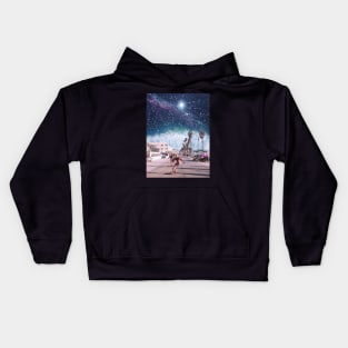 Starry Waves - Space Aesthetic, Retro Futurism, Sci Fi Kids Hoodie